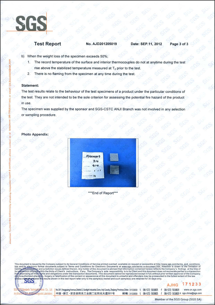 DOUGLAS 2012-09 Prueba CFB (ASTM E136) sobre el comportamiento de materiales en un horno de tubo vertical