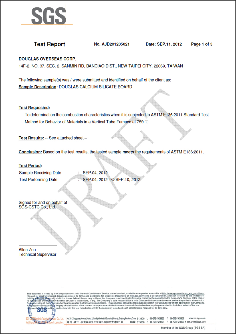 DOUGLAS 2012-09 Uji CSB (ASTM E136) tentang perilaku bahan dalam tungku tabung vertikal