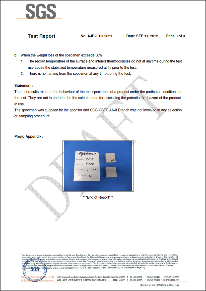 DOUGLAS 2012-09 Kiểm tra CSB (ASTM E136) về hành vi của vật liệu trong lò ống dọc
